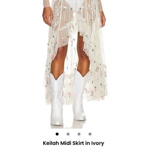 MAJORELLE White Asymmetrical Midi Skirt